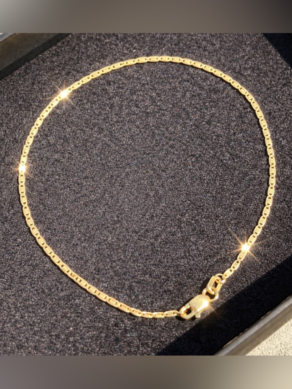 Delicate Gold Box Chain Bracelet - 10 Kt Gold Stamped BSI